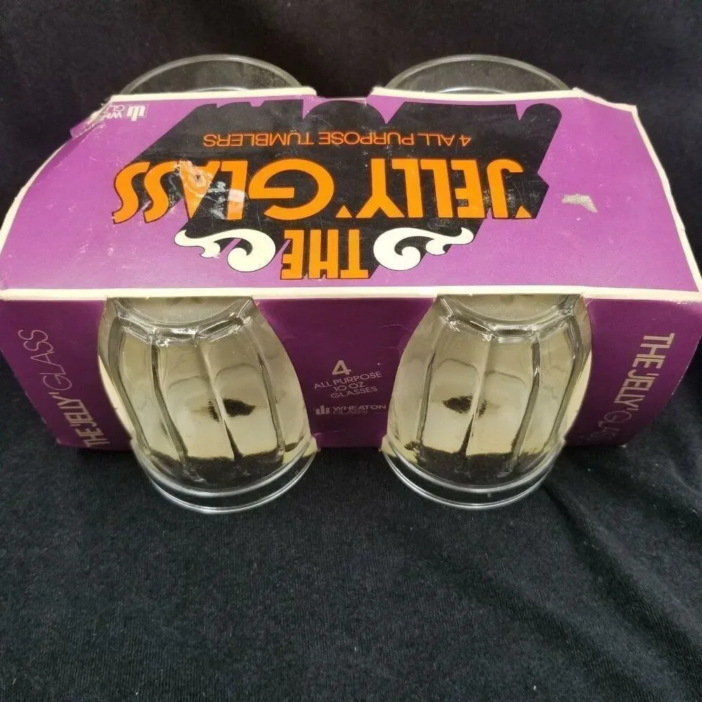 Vintage 80s Wheaton Jelly Glass 4 All Purpose Glass 4